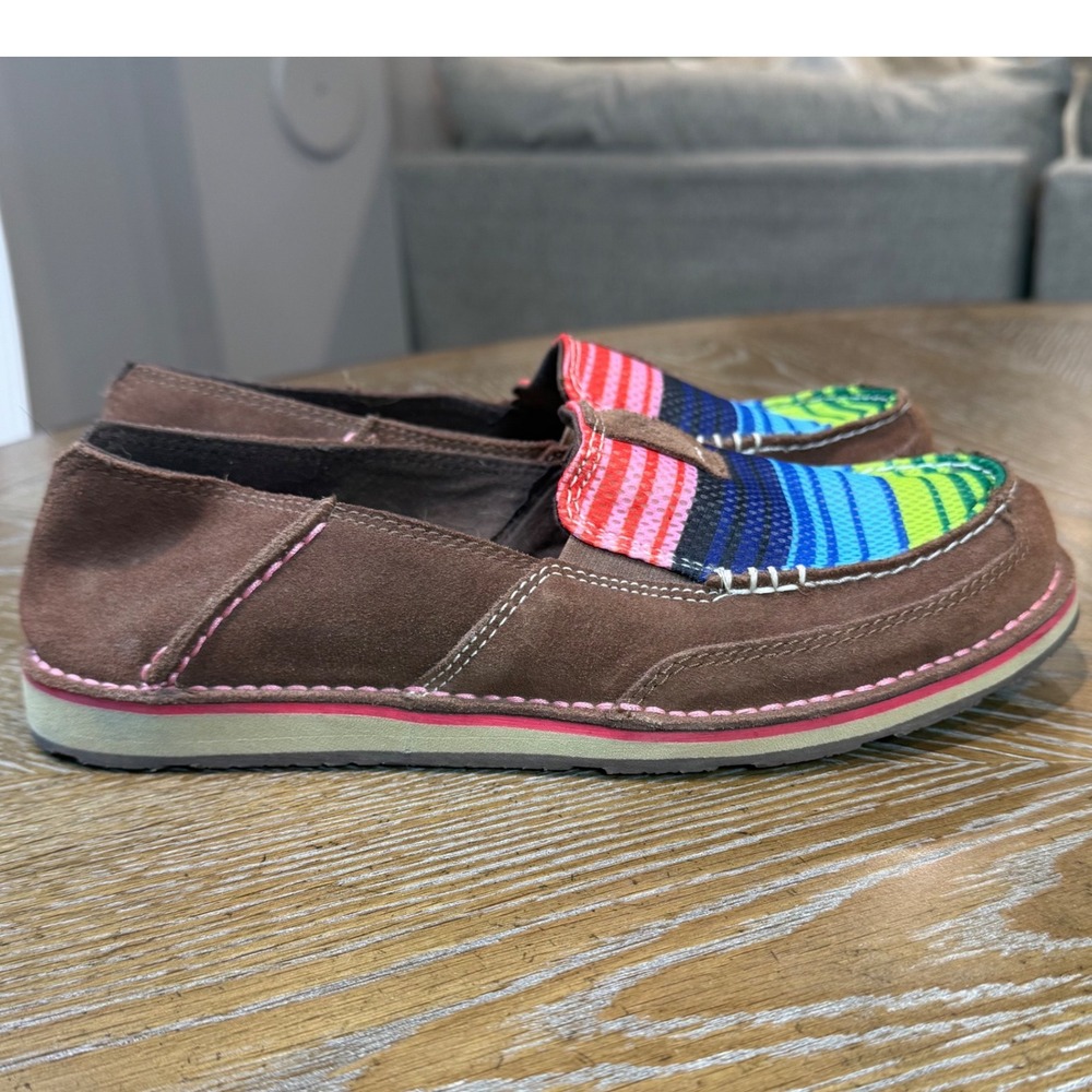 Ariat Cruiser Loafer Slip On Rainbow Stripe Suede Brown Multicolor Size 8.5 - Picture 4 of 10